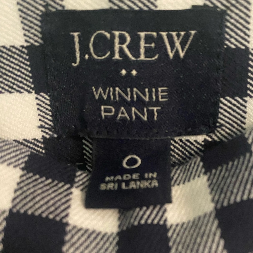 J. Crew Factory Navy Gingham Winnie Ankle Cotton Stretch Preppy Pants Size 0 - Picture 10 of 15